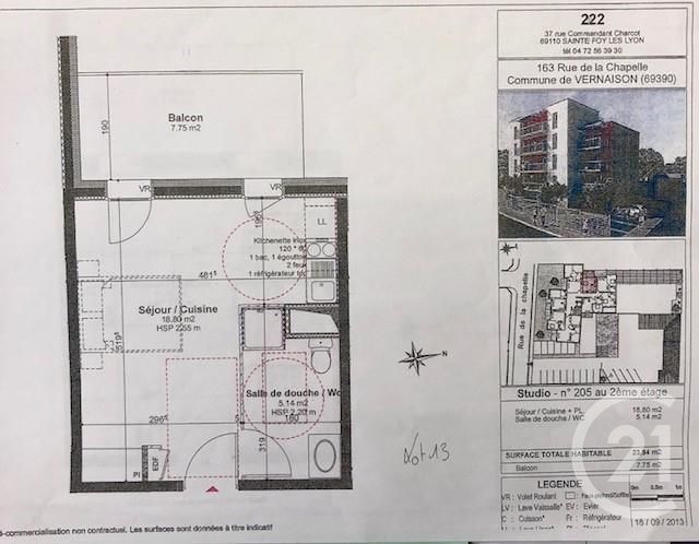 Afficher la photo en grand Appartement F1 à vendre - 1 pièce - 23.94 m2 - VERNAISON - 69 - RHONE-ALPES - Century 21 Grande Rue