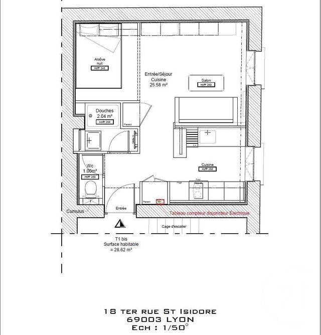 Appartement F1 à louer - 1 pièce - 28.62 m2 - LYON - 69003 - RHONE-ALPES - Century 21 Grande Rue